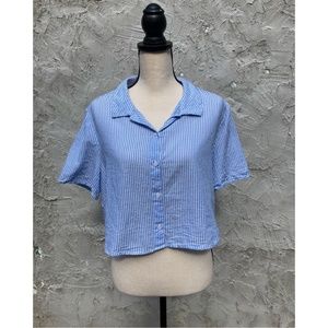 H&M Seersucker Crop Top | Cotton, Large, Divided, Summer, Light Weight, Coastal